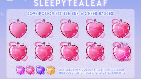 Love Potion Bottle Sub & Cheer Badges