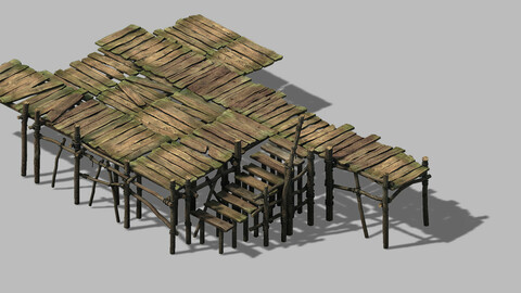 Pier - platform - wooden ladder 27