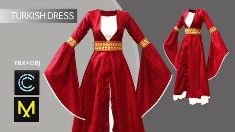 Turkish Dress Marvelous Designer/Clo3d project + OBJ + FBX