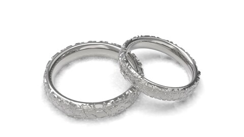 Large stones wedding comfort rings 3D print model