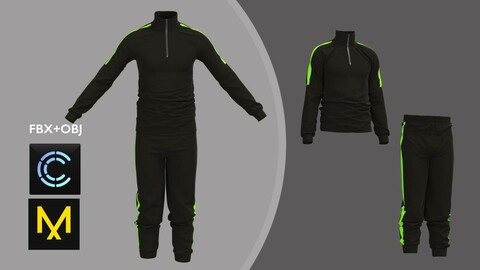 Male Sport Outfit Marvelous Designer/Clo3d project + OBJ + FBX