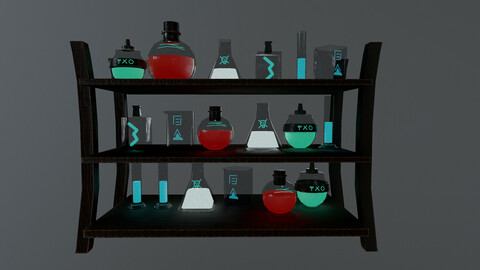 Wizard Bottles 3D Model