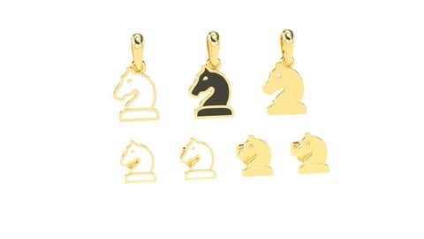 Knight pendant and earrings chess set 3D print model