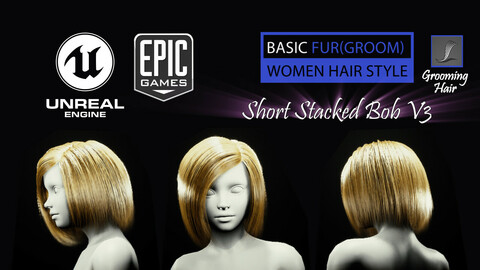 Short Stacked Bob V3 Hairstyle (Groom) For UE4