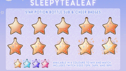 Star Potion Bottle Sub & Cheer Badges