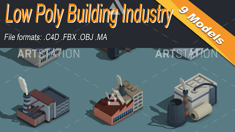 Low Poly Building Industry Isometric Icon