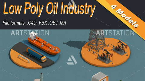 Low Poly Oil Industry Isometric Icon