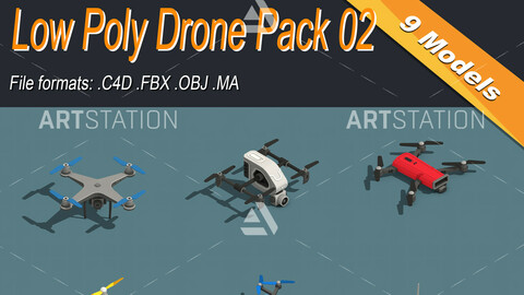 Low Poly Drone Isometric Icon Pack 02