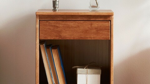 Vergum wood simple solid wood mini bedside table shelf