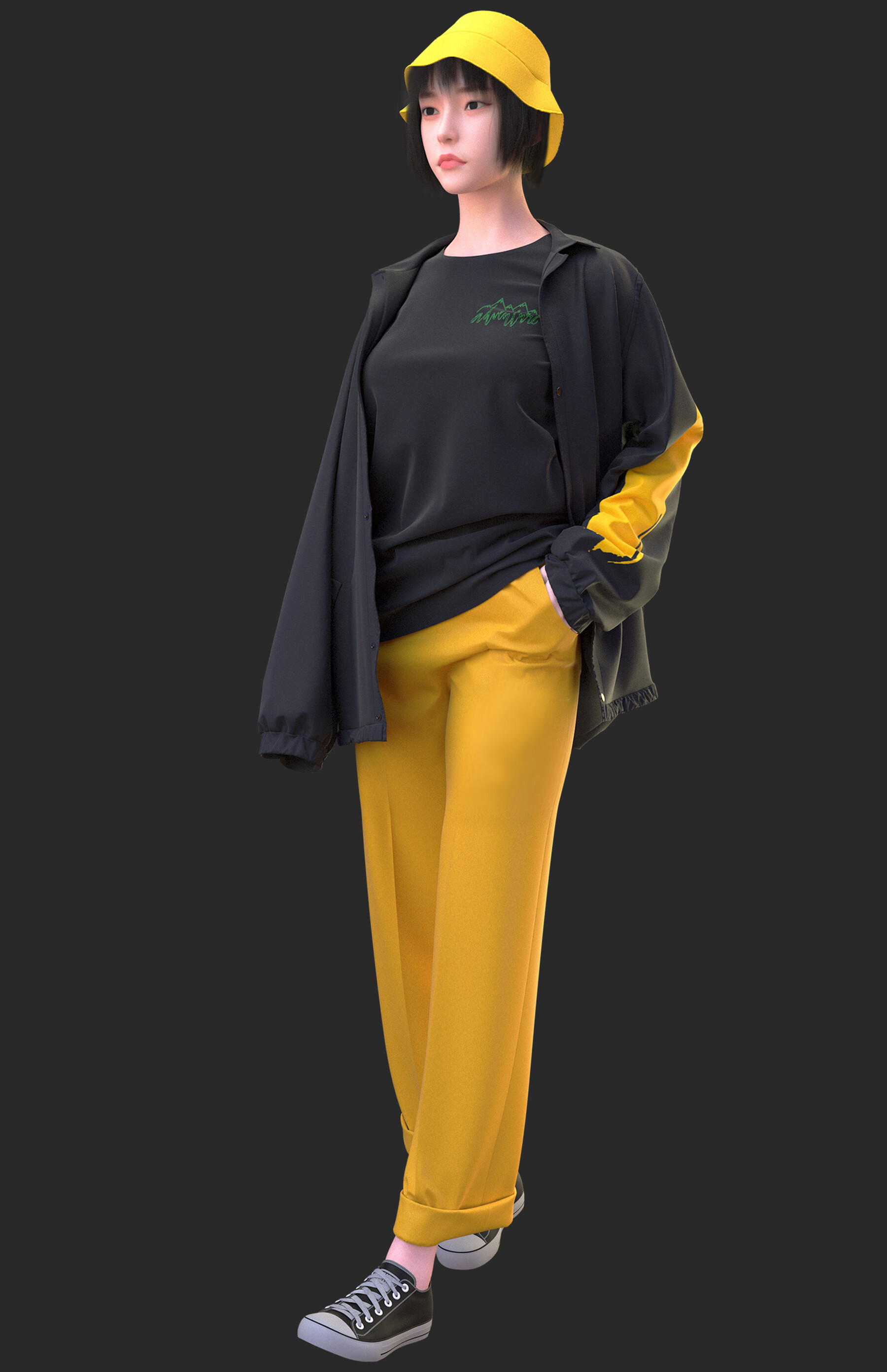 ArtStation Clo3d/Marvelous designer Female outfit (Pants, Tshirt