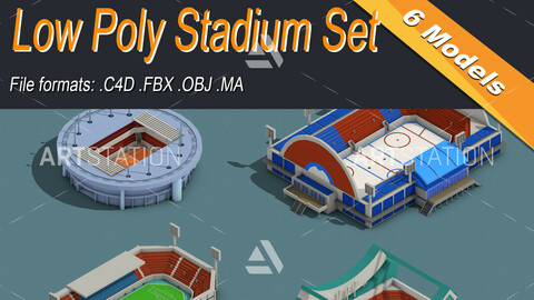 Low Poly Stadium Set Isometric Icon