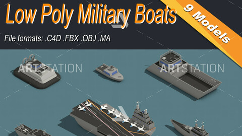 Low Poly Military Boats Isometric Icon