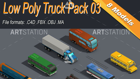Low Poly Truck Pack 03 Isometric Icon