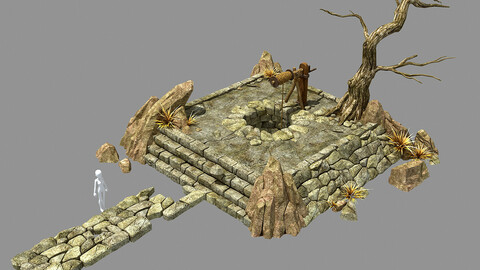 Desert - dry well - dry tree - scene