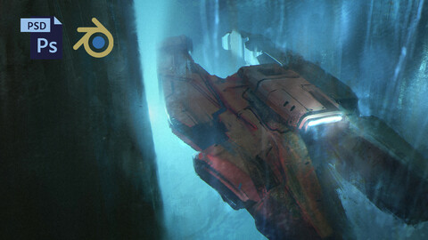 PSD + BLEND Sci-Fi Spaceship