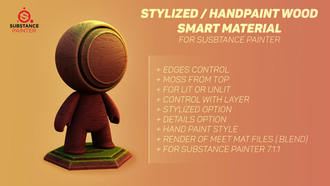 Stylized / Handpaint wood Smart Material for Substance Painter