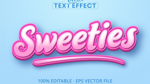 Sweeties text, cartoon style editable text effect