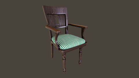 Realictic Vintage Wooden Chair