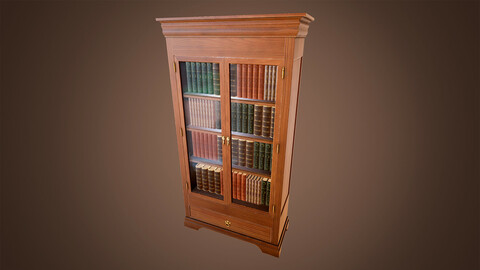 Realistic Vintage Bookcase and Books