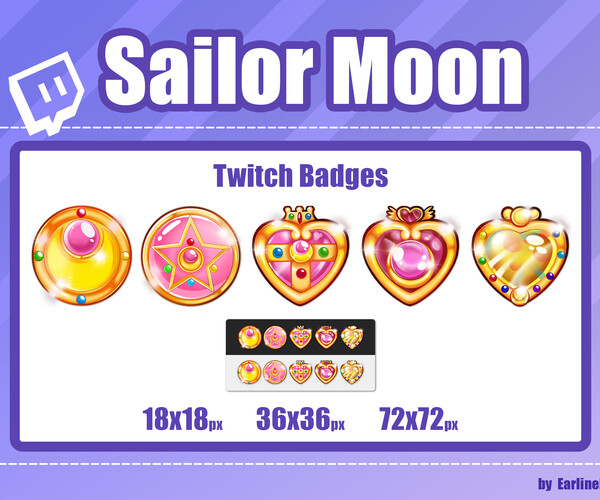 Sailormoon Twitch Badges - Gaming Visuals