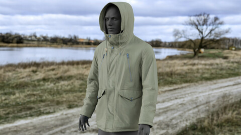 Realistic 3D model of Men's Down Coat 4