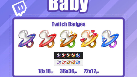 5x BABY 2.0 TWITCH Sub Badges