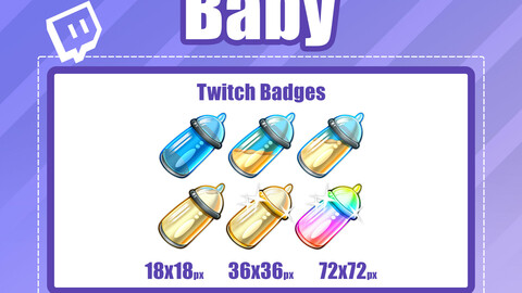 6x BABY BOTTLE TWITCH Sub Badges