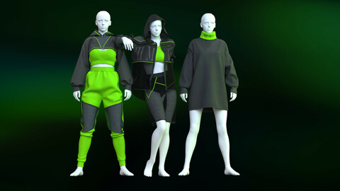 Collection of Female Outfit . Marvelous Designer , Clo3D