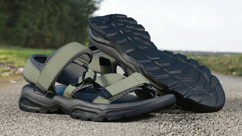 Realistic 3D model of Men's Sandals 1