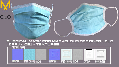 Surgical Mask/COVID Mask - Clo3d MD projects + OBJ