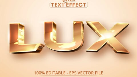 Lux text, shiny golden color style editable text effect