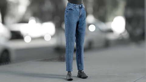 Realistic 3D model Womens jeans 5