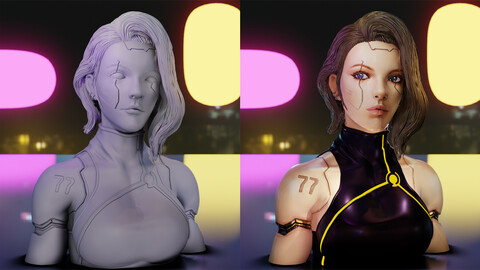 ArtStation - Cyberpunk Girl bust for 1/6 scale printing | Resources