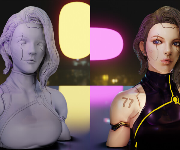 ArtStation - Cyberpunk Girl bust for 1/6 scale printing | Resources