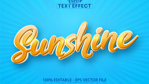 Sunshine text, cartoon style editable text effect