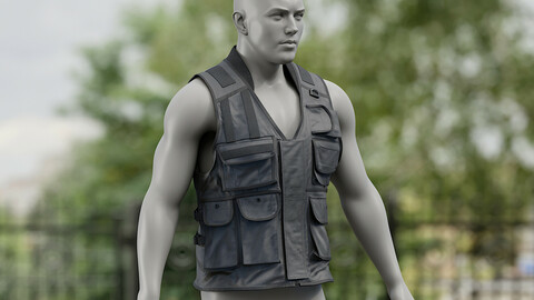 Realistic 3D model of Men's Vest 4