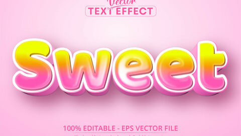 Sweet text, cartoon style editable text effect