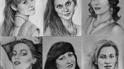 Portraits of female models. 12 pieces