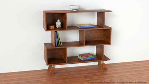 Bookshelf | 3D model | 2k Textures