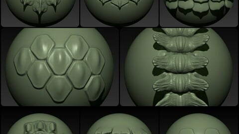 8 VDM Brushes, reptile (dragon) skin.