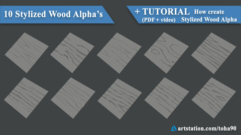 10 Stylized Wood Alphas