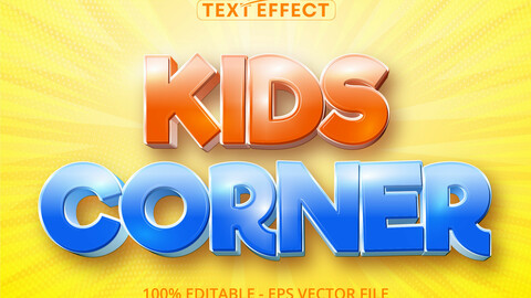 Kids Corner text, cartoon style editable text effect