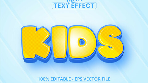 Kids text, cartoon style editable text effect