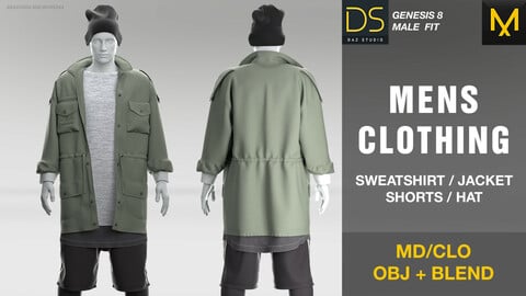 Mens clothing. MD/CLO PROJECT FILE + OBJ + BLEND