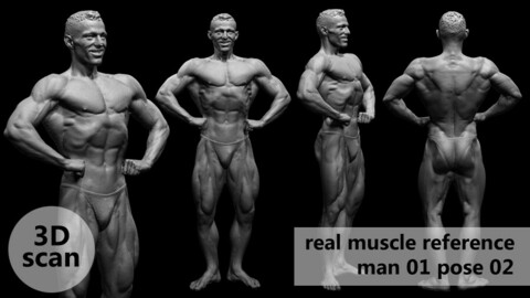 3D scan real muscleanatomy Man01 pose 02