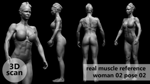 3D scan real muscleanatomy Woman02 pose 02