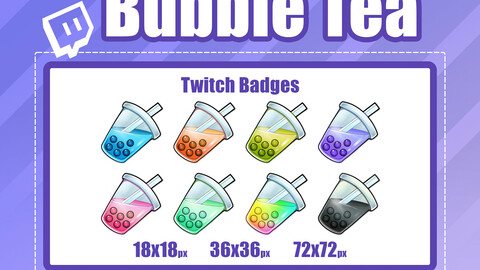 8x BUBBLE TEA TWITCH Sub Badges