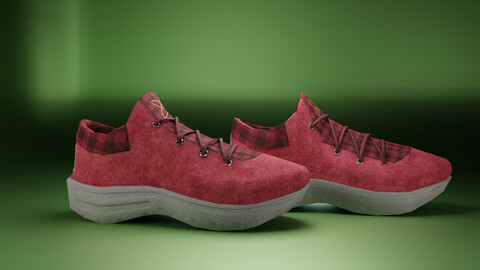 Sneakers red WL low poly 3D model with PBR Low-poly 3D model