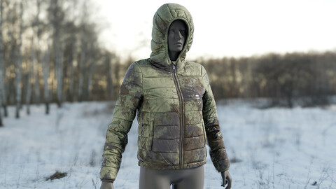 Realistic 3D model of Women's Down Jacket Mud