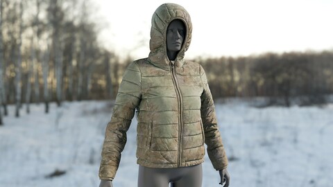 Realistic 3D model of Women's Down Jacket Dirty